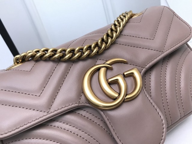 Gucci經典款女包 446744 古馳GG Marmont系列 Gucci經典款原廠皮鏈條單肩斜挎包  gqy3650